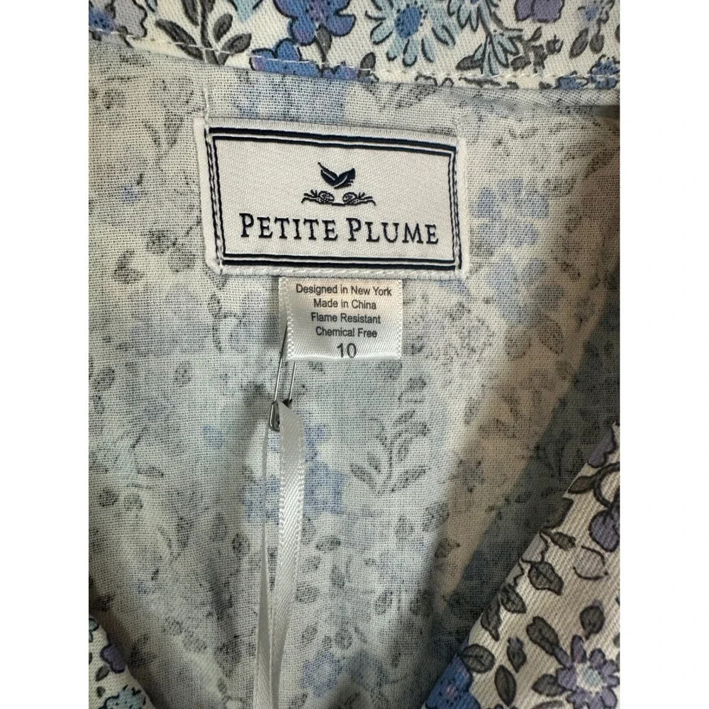 Petite Plume Kids Fleur D'Azur Floral Pajama Set Blue Purple Cotton Size 10 NEW